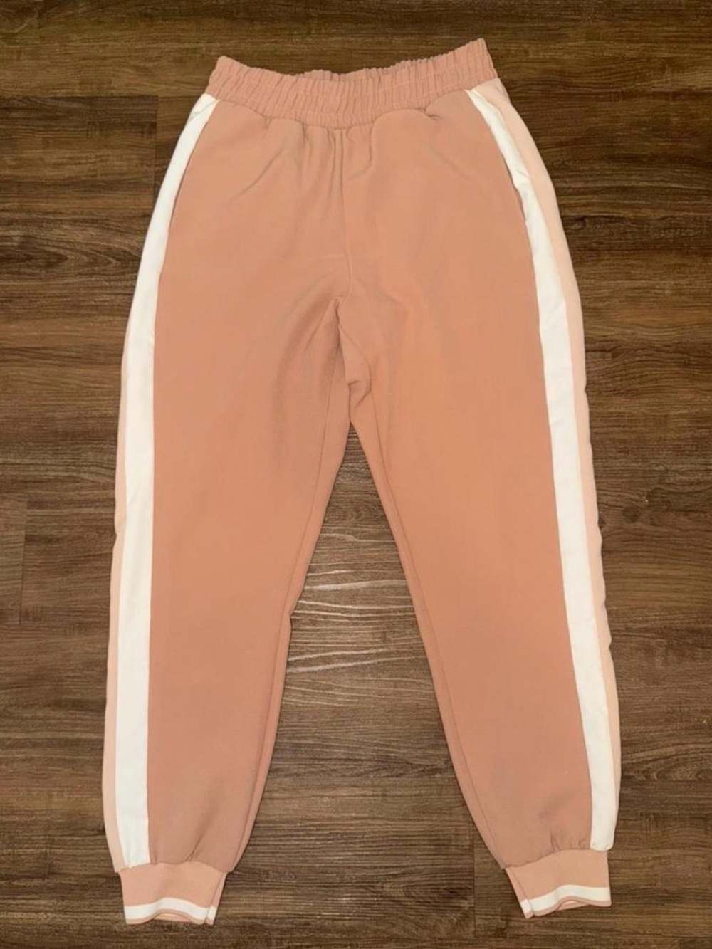 Zara Blush Pink Jogger Pants with White Side Stripes
